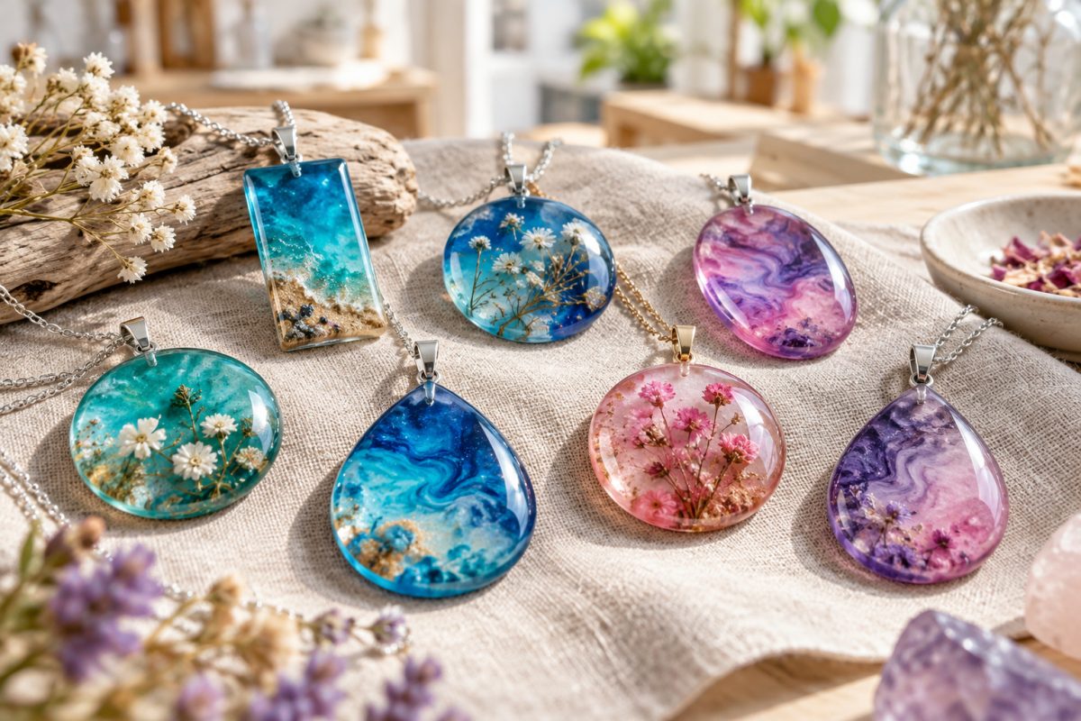 Bijoux en résine époxy avec finition résine UV