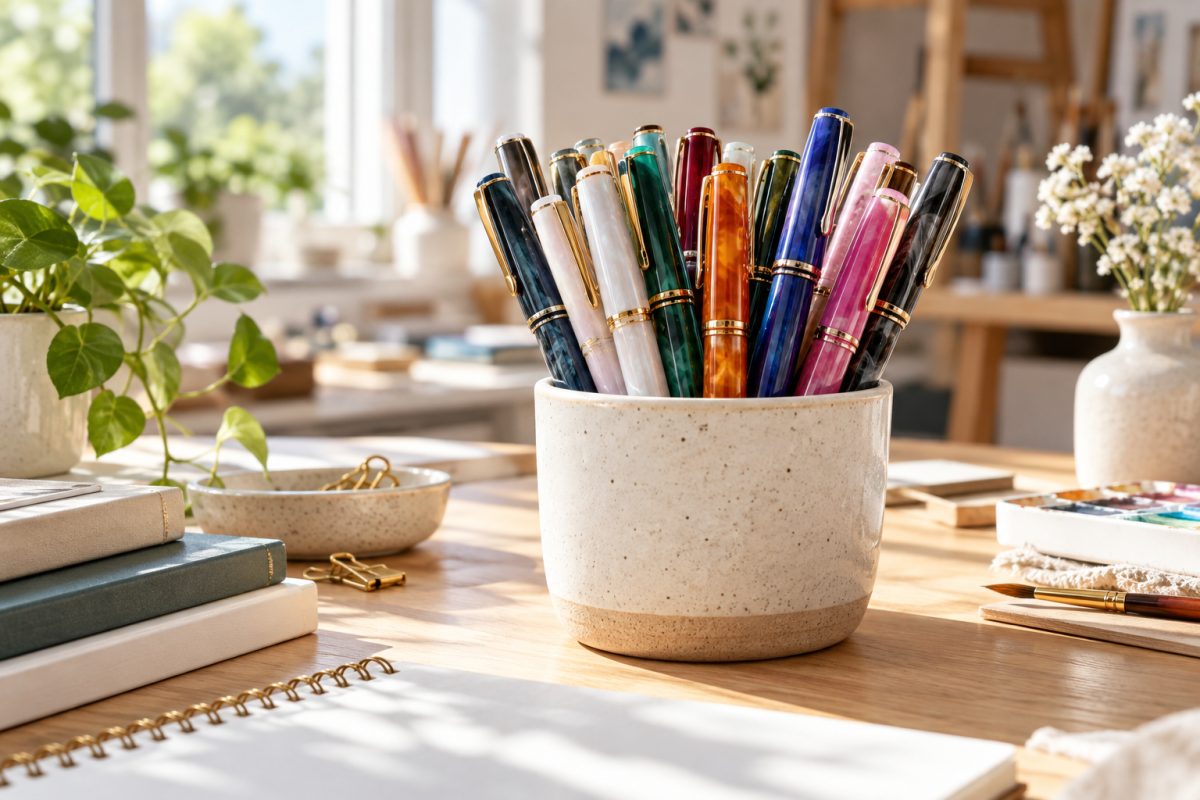 Collection de stylos en résine faits main