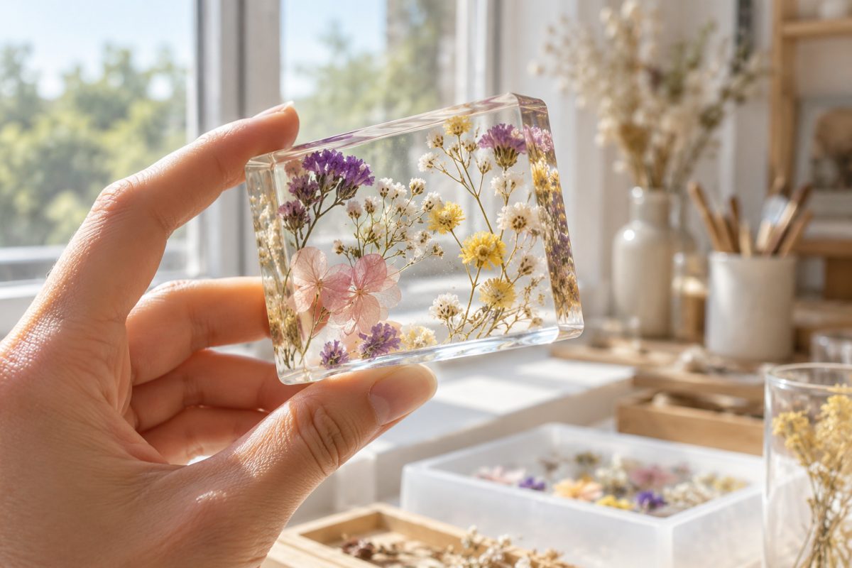Ébauche de stylo en résine avec fleurs séchées