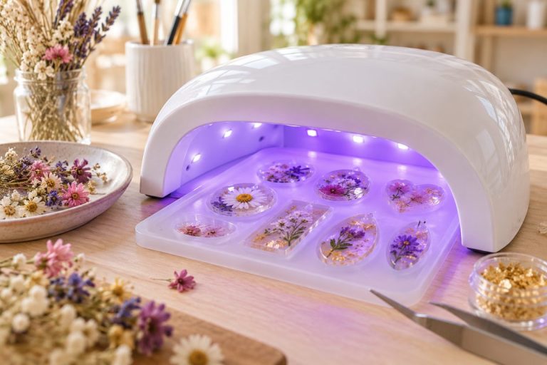 Lampe UV pour résine en train de durcir des bijoux