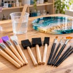 Pinceaux pour la résine en silicone, mousse et poils synthétiques