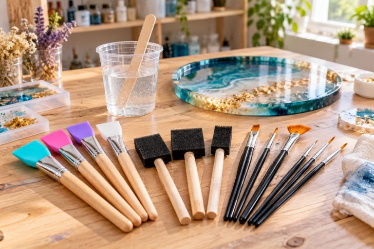 Pinceaux pour la résine en silicone, mousse et poils synthétiques