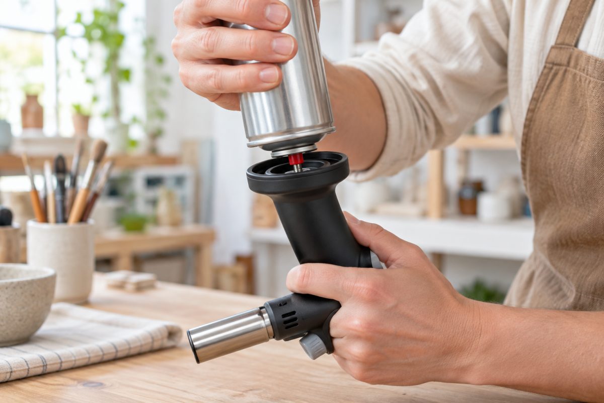 Recharge d'un chalumeau au butane