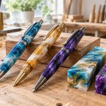 Stylos en résine faits main avec ébauches colorées