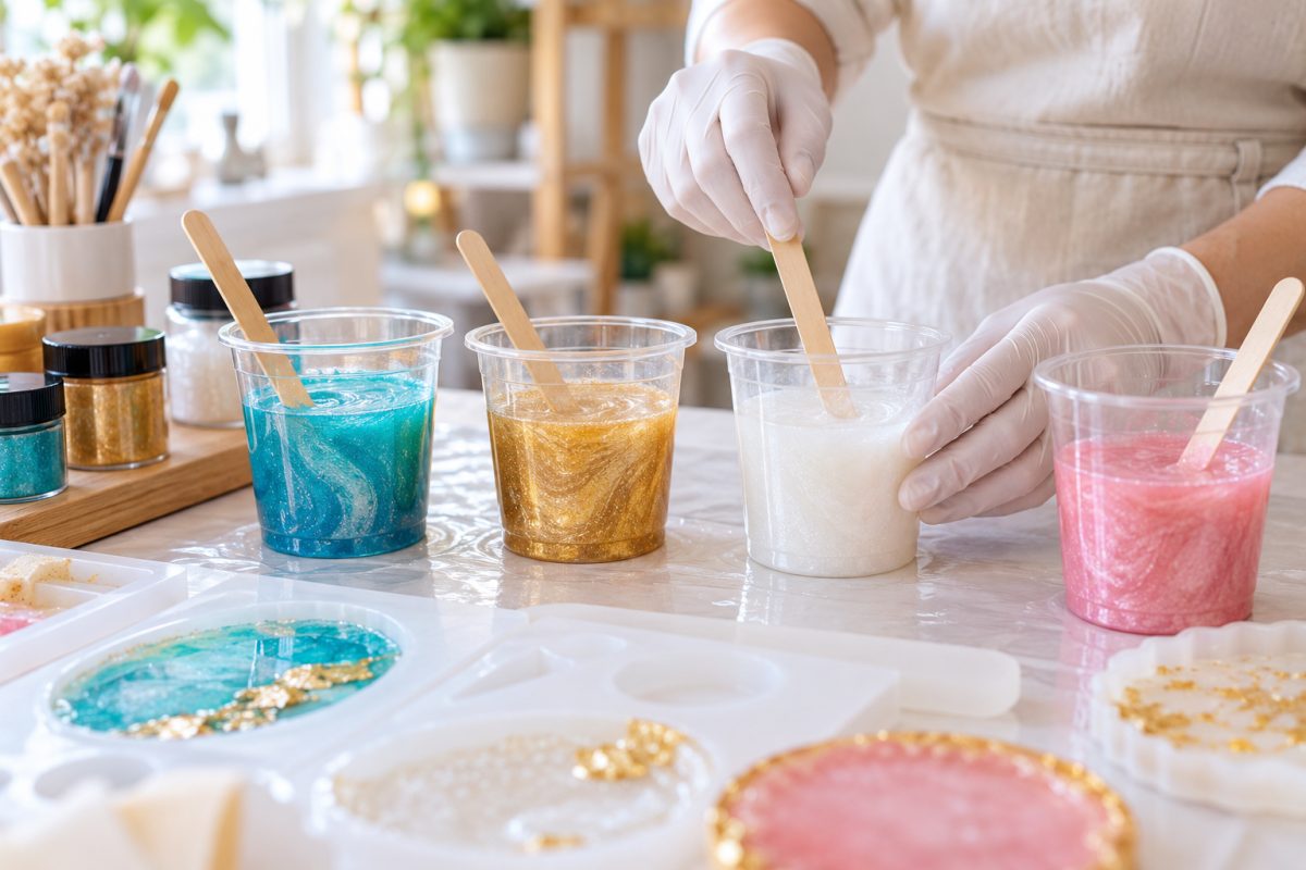 Coloration de la résine avec plusieurs poudres de mica