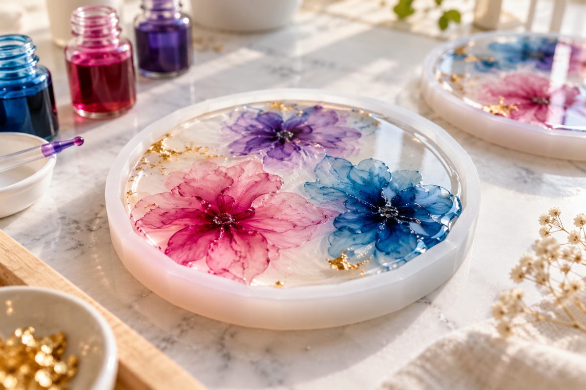 Effet fleurs à l'encre à alcool