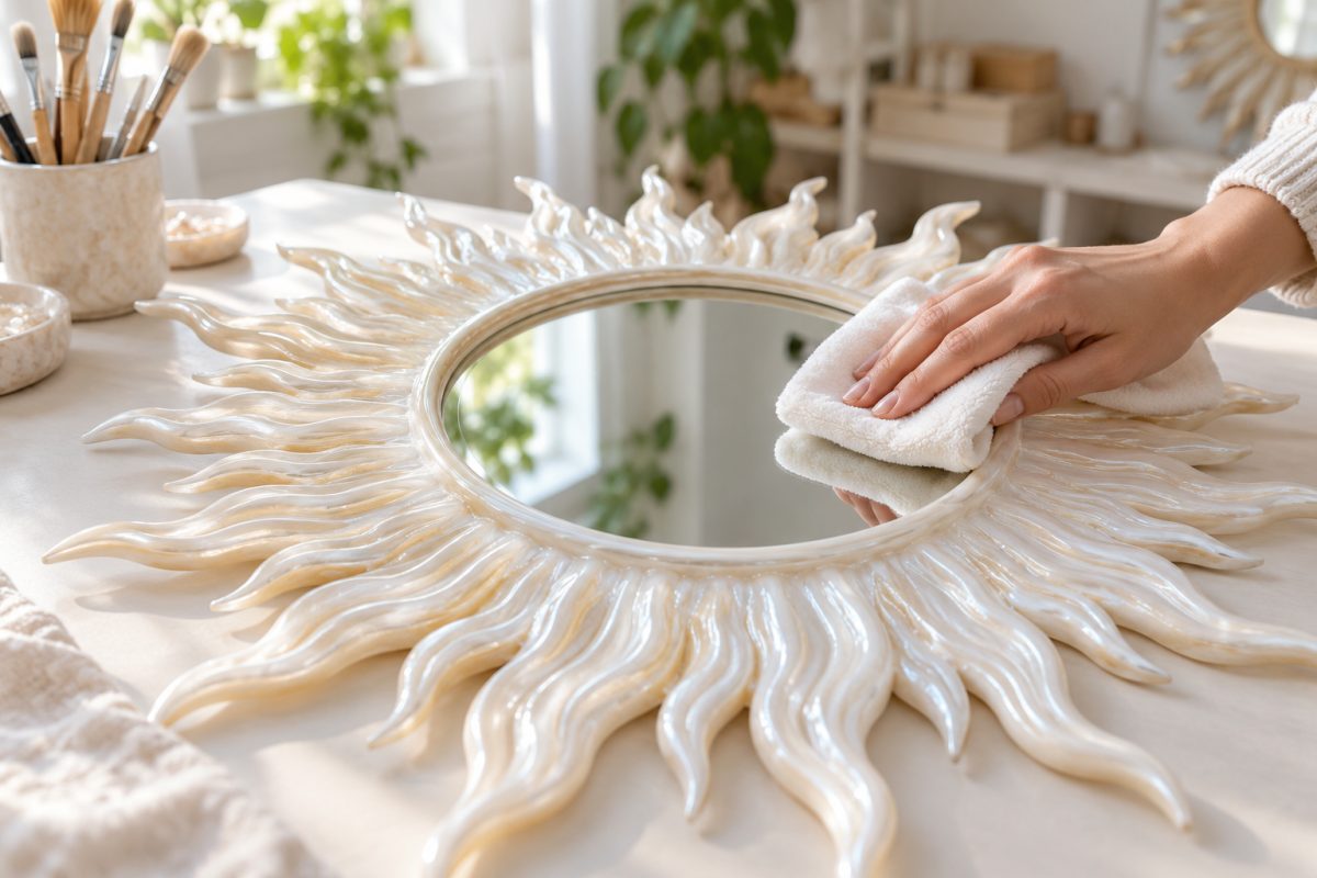 Entretien d'un miroir soleil en résine