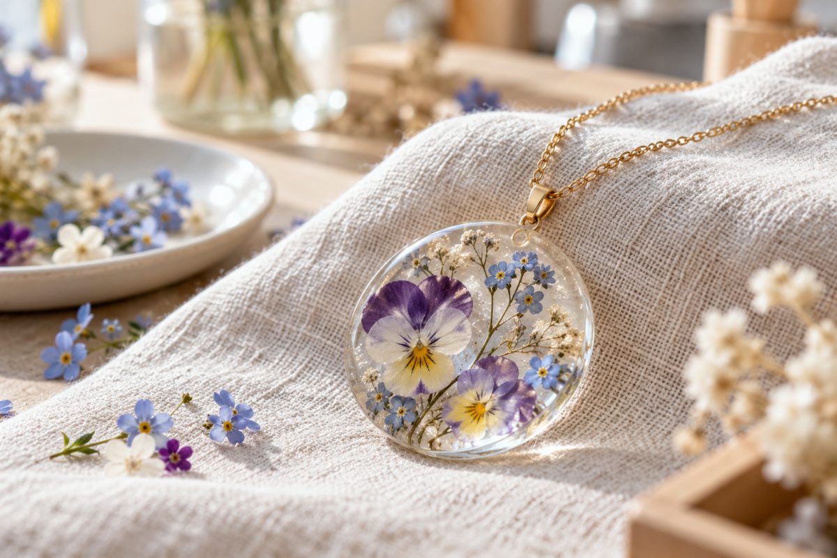 Fleurs séchées dans la résine