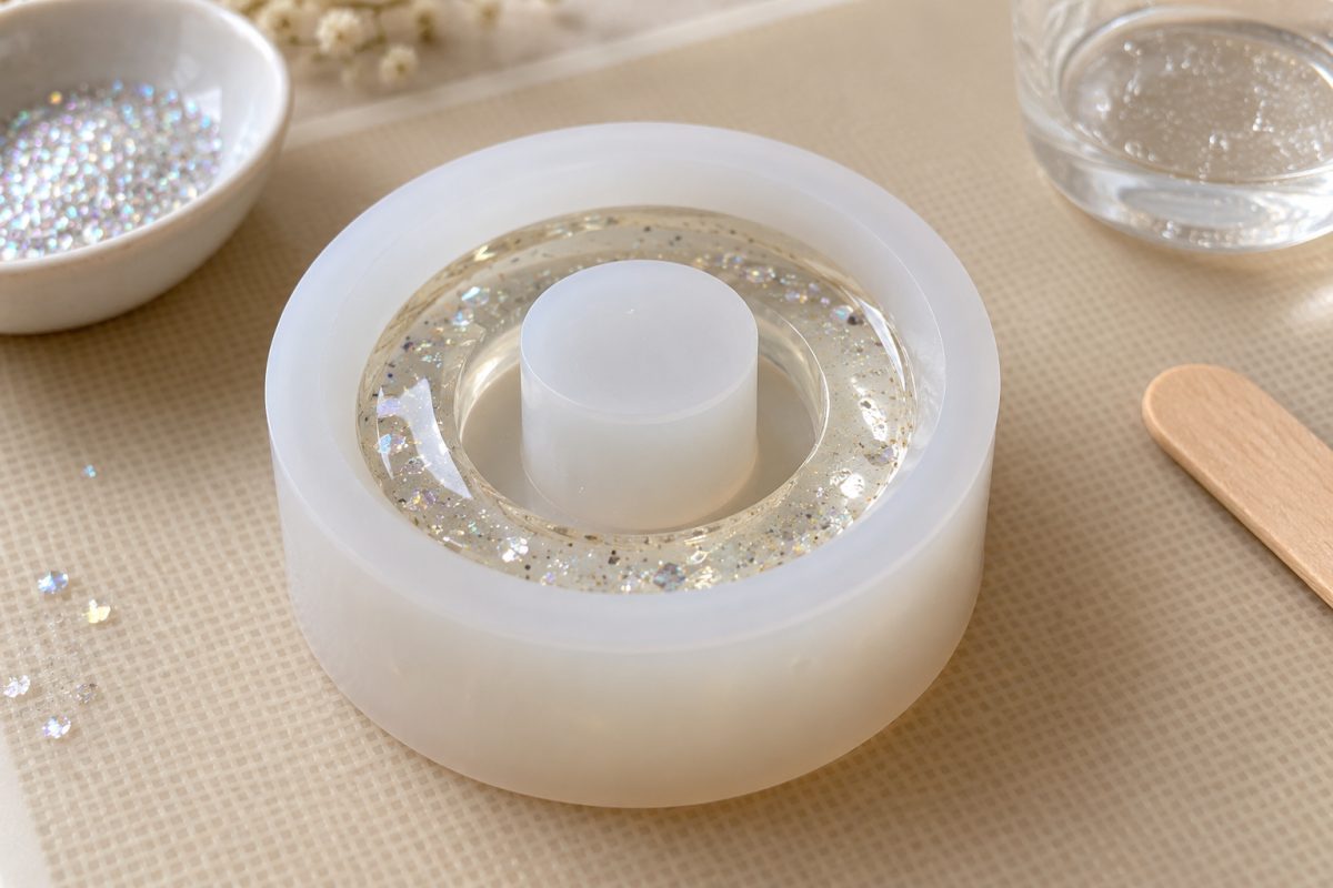 Moule à bague rempli de résine