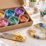 Poudre de mica pour résine en petits pots de couleurs