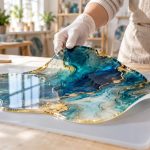 Surfaces où la résine n'adhère pas : résine durcie décollée d'un tapis en silicone