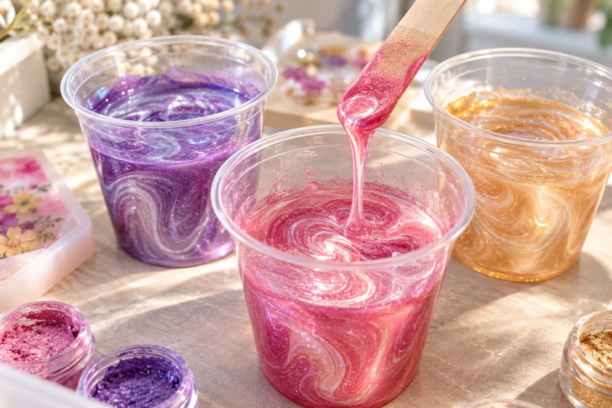 Résine époxy colorée à la poudre de mica