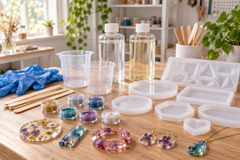 Kit de résine époxy pour débutant avec moules en silicone et accessoires