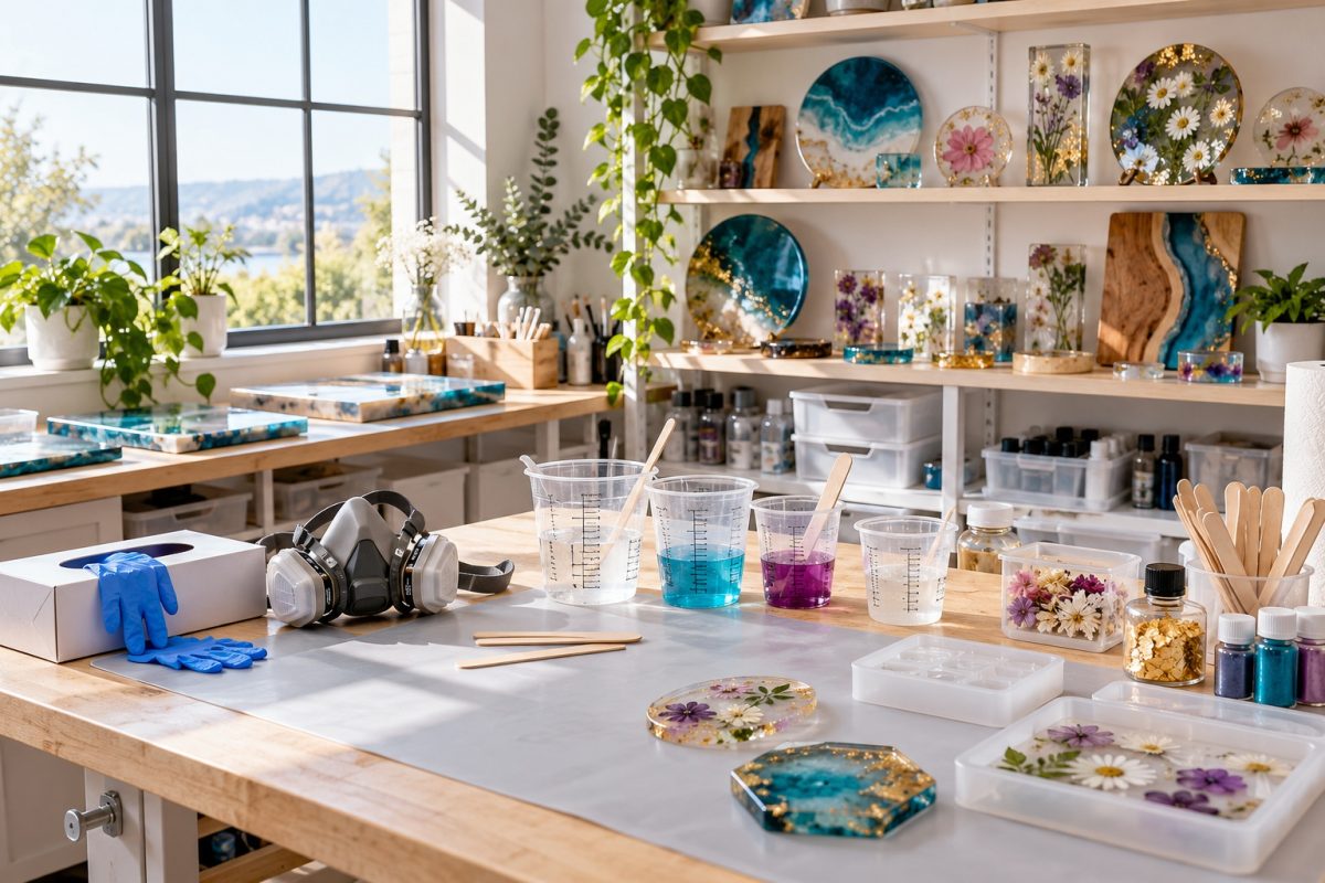 Atelier de résine bien équipé