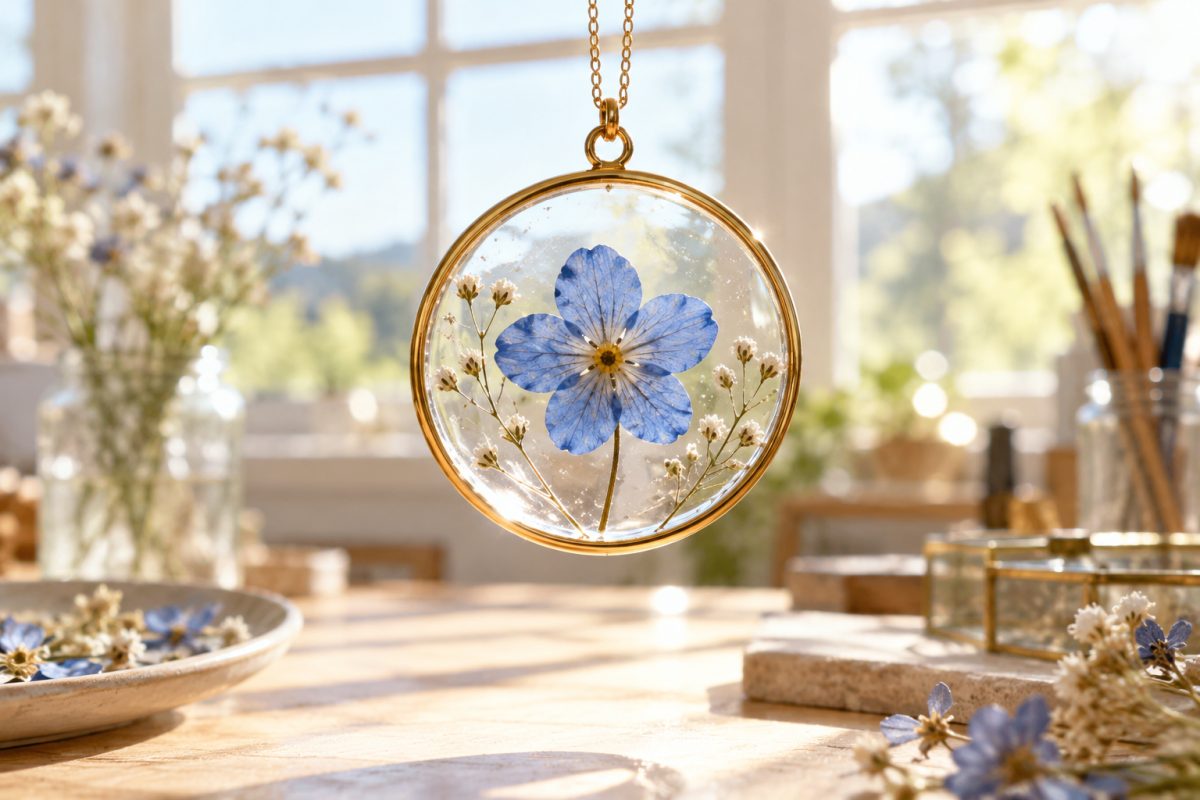 Bijou en cadre ouvert avec fleur