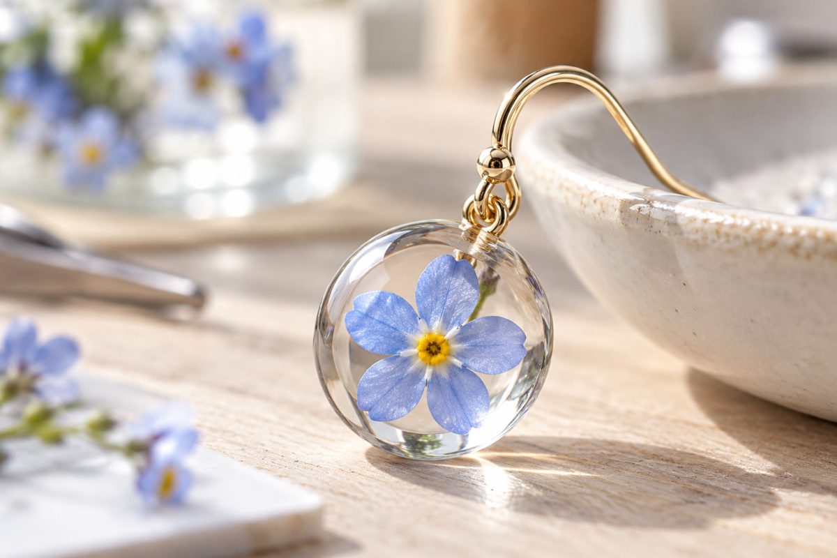 Bijou fleuri en résine réussi