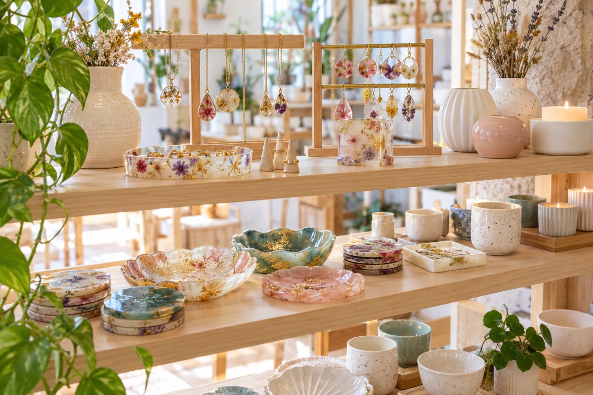 Créations en résine en boutique