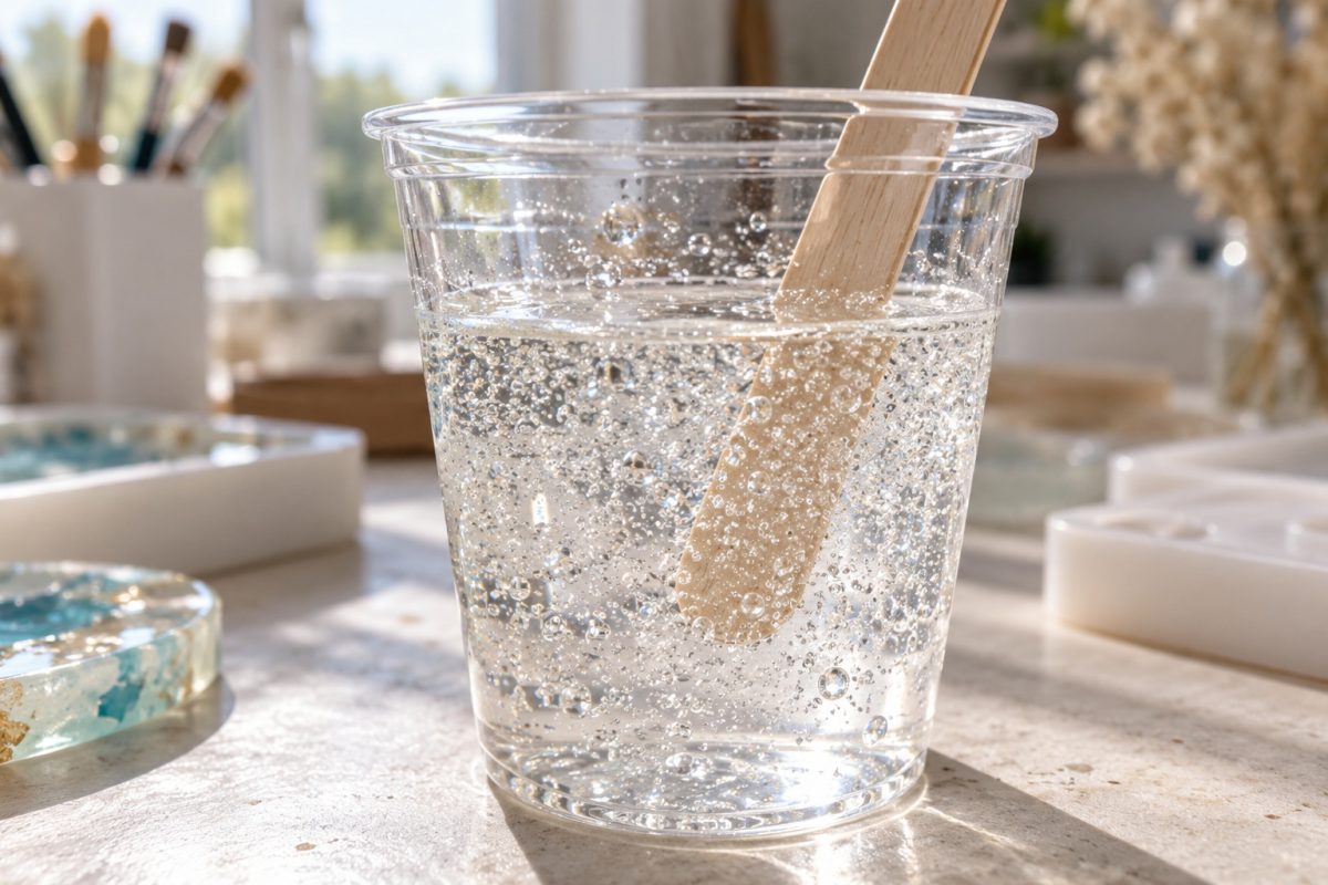 Résine pleine de bulles avant dégazage