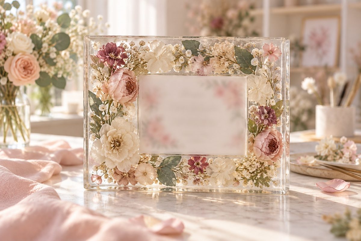 Cadre avec les fleurs du mariage