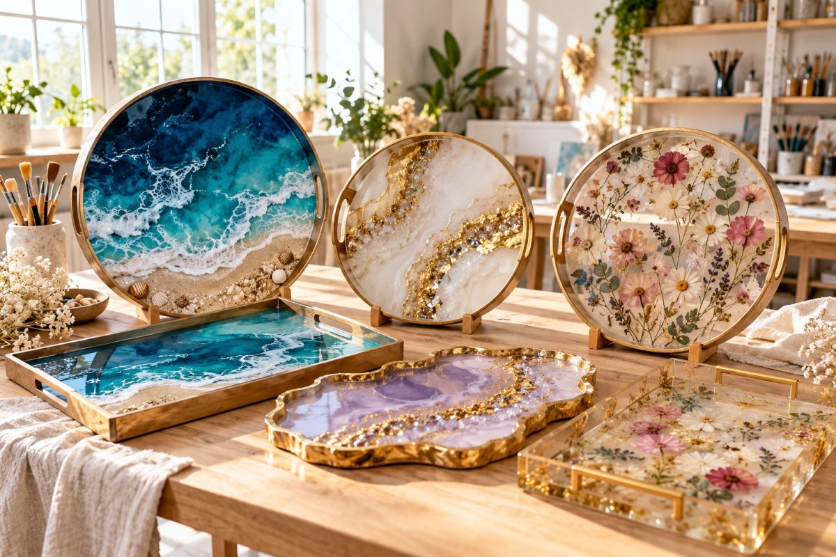 Collection de plateaux en résine faits main