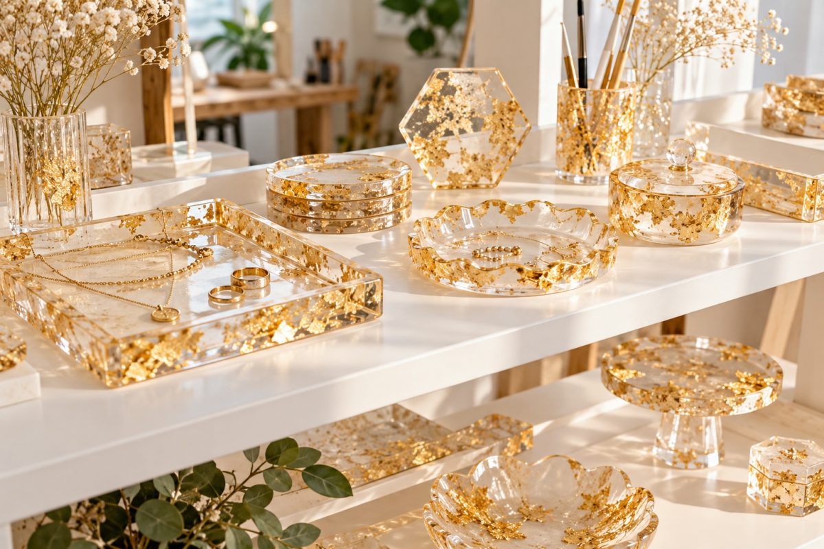 Créations en résine à la feuille d'or