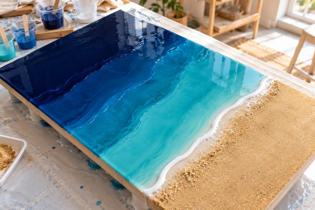 Couler la mer en dégradé de bleus