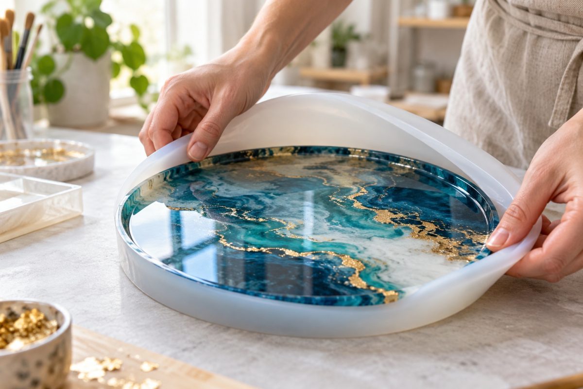 Démoulage d'un plateau en résine