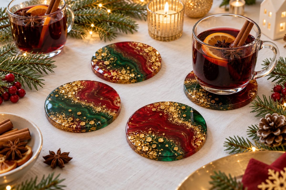Dessous de verre en résine pour Noël