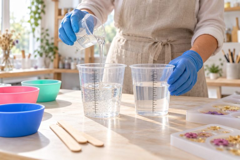 Gobelets doseurs pour la résine avec résine et durcisseur