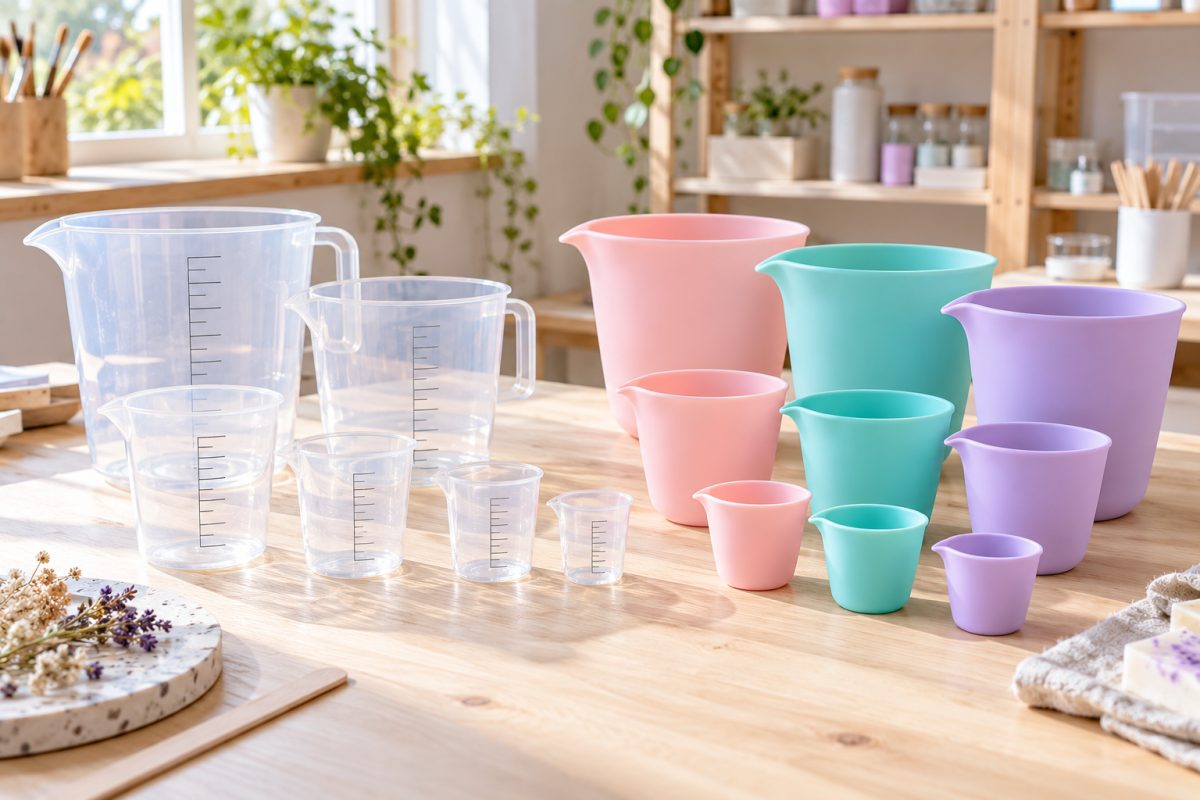 Gobelets doseurs en plastique et en silicone