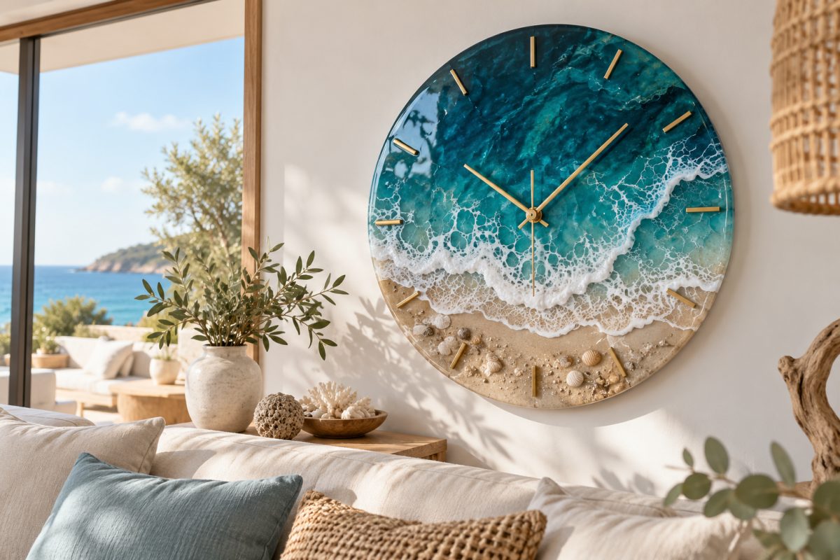 Horloge en résine faite main