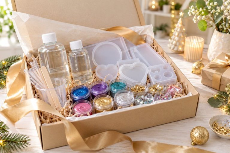 Idée cadeau résine : coffret de matériel pour créatrice