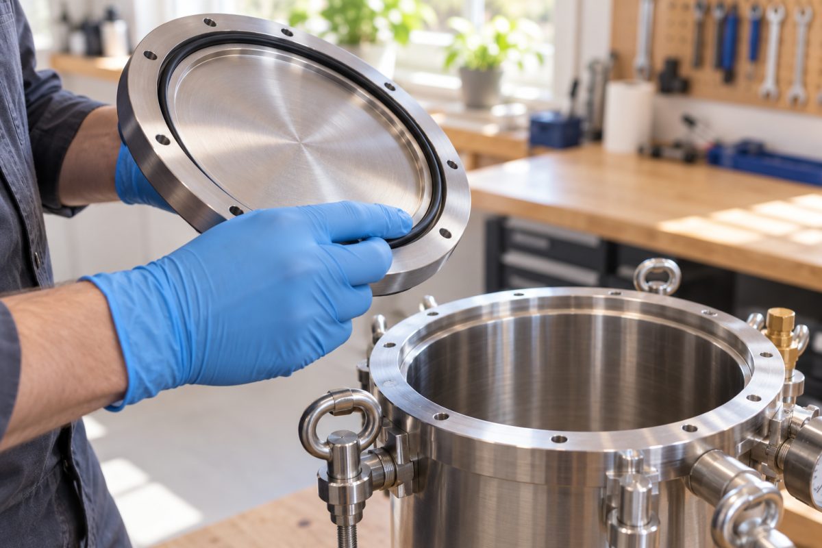 Vérification du joint du couvercle d'un caisson de pression