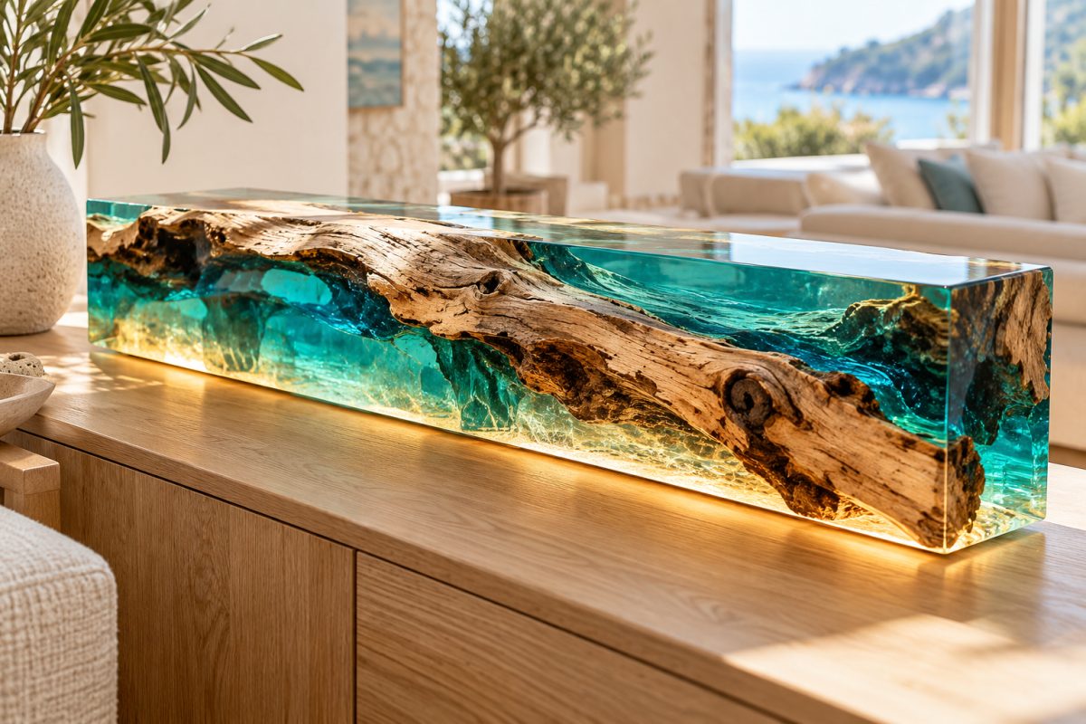 Lampe bois et résine