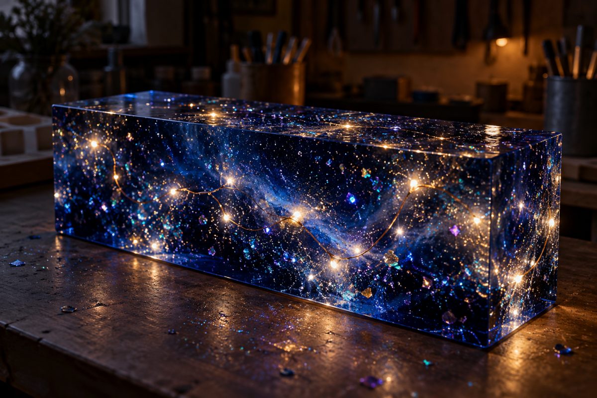Lampe ciel étoilé en résine