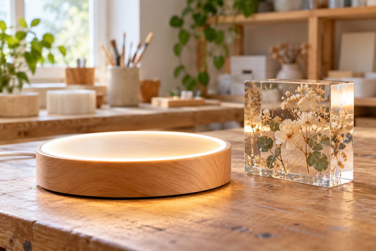 Socle LED pour lampe en résine