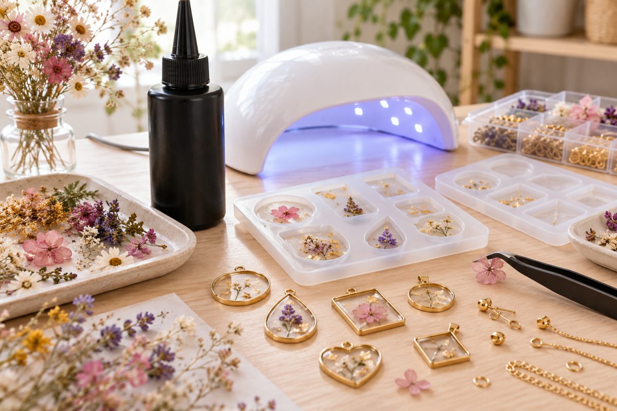 Matériel pour bijoux en résine fleuris