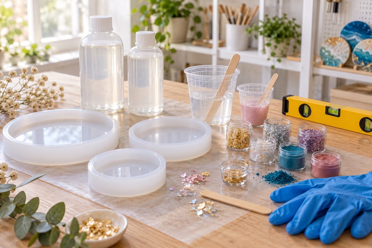 Matériel pour dessous de verre en résine
