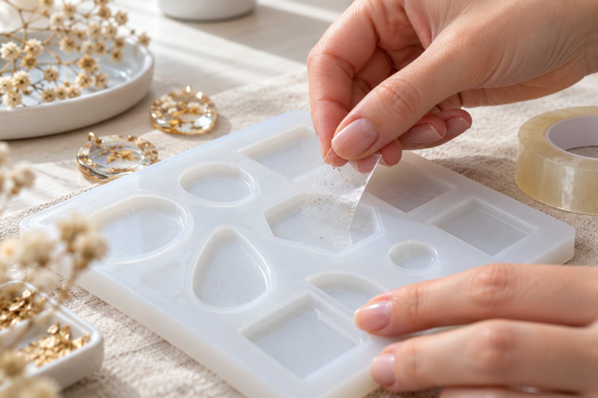 Nettoyage d'un moule en silicone au ruban adhésif