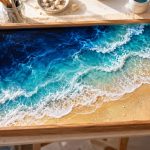 Ocean art en résine : vagues sur un plateau