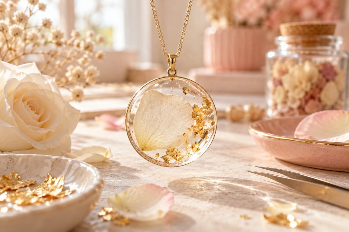 Pendentif avec un pétale du bouquet