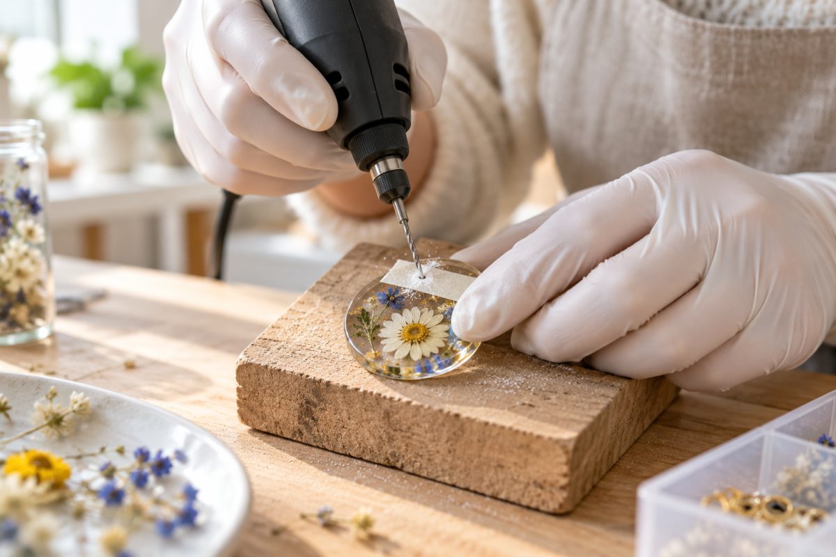Percer un pendentif en résine