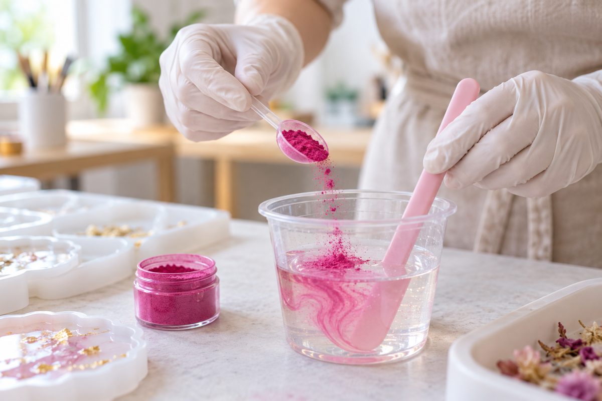 Pigment en poudre mélangé à la résine