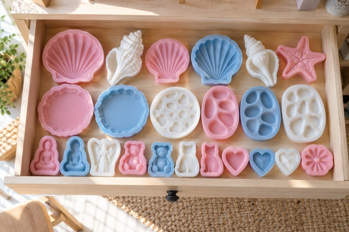 Moules en silicone rangés à plat