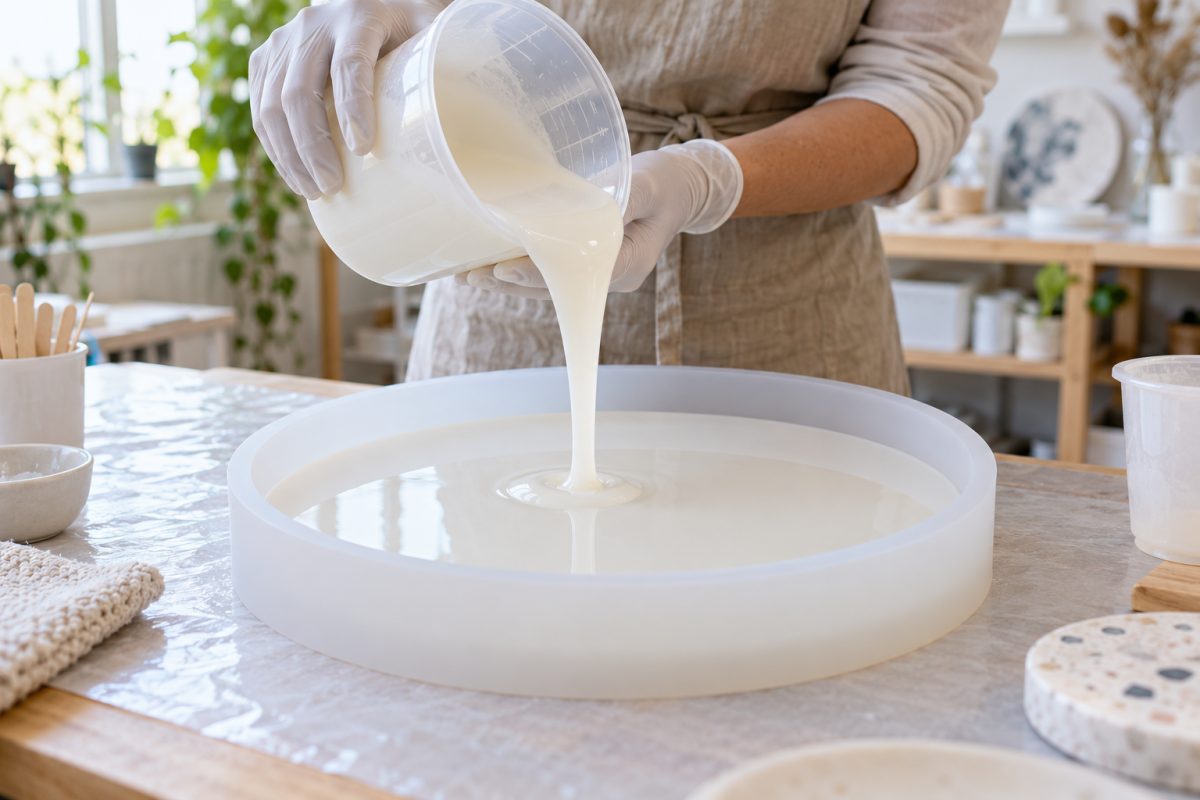 Couler la résine blanche de fond