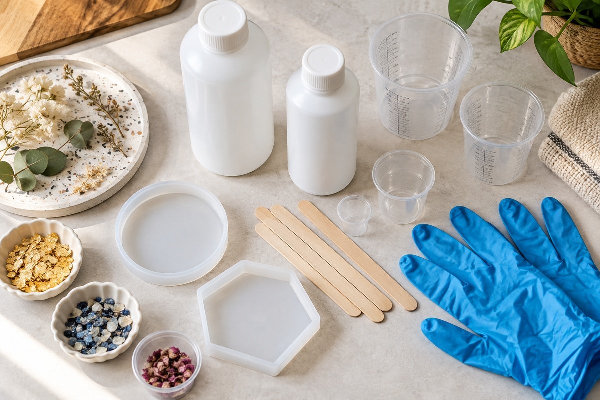 Kit de résine époxy faible odeur avec gobelets et gants nitrile