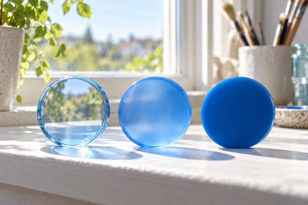 Résine colorée opaque, translucide et transparente