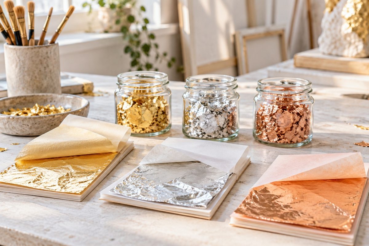 Sélection de feuilles d'or pour la résine