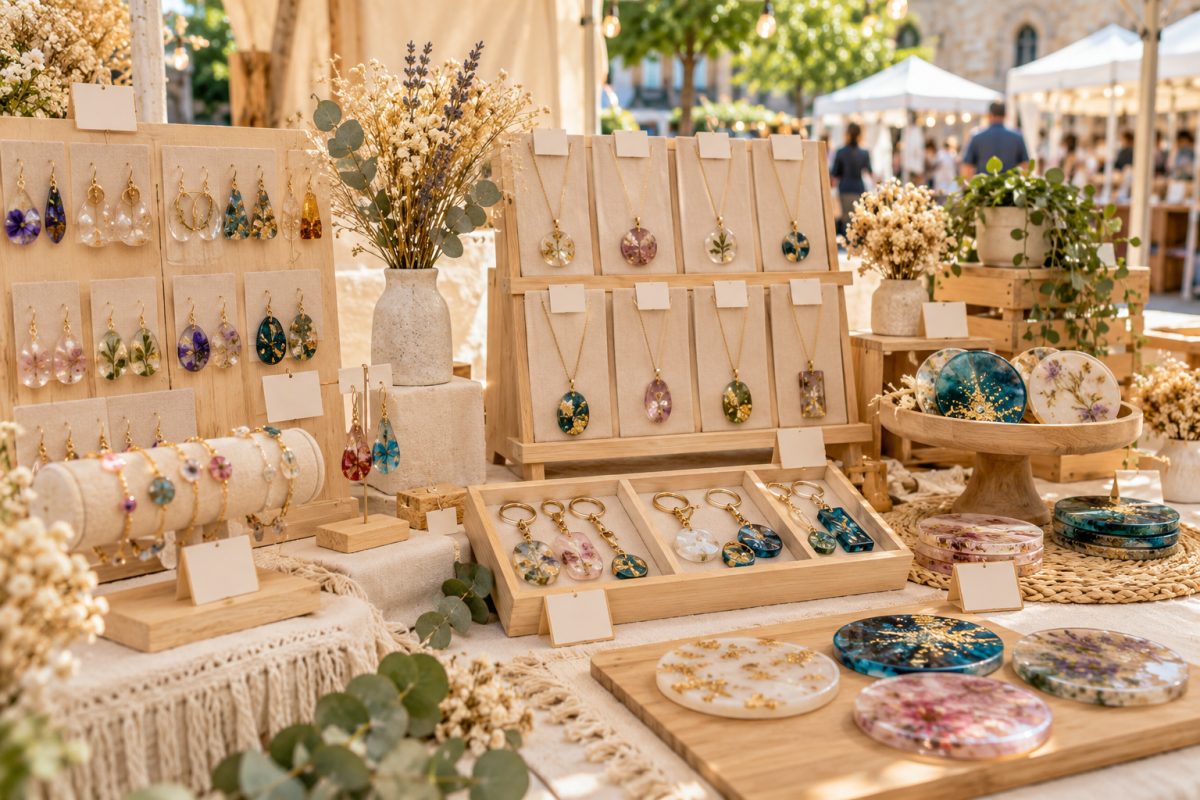 Prix de vente d'une création en résine : stand de créatrice