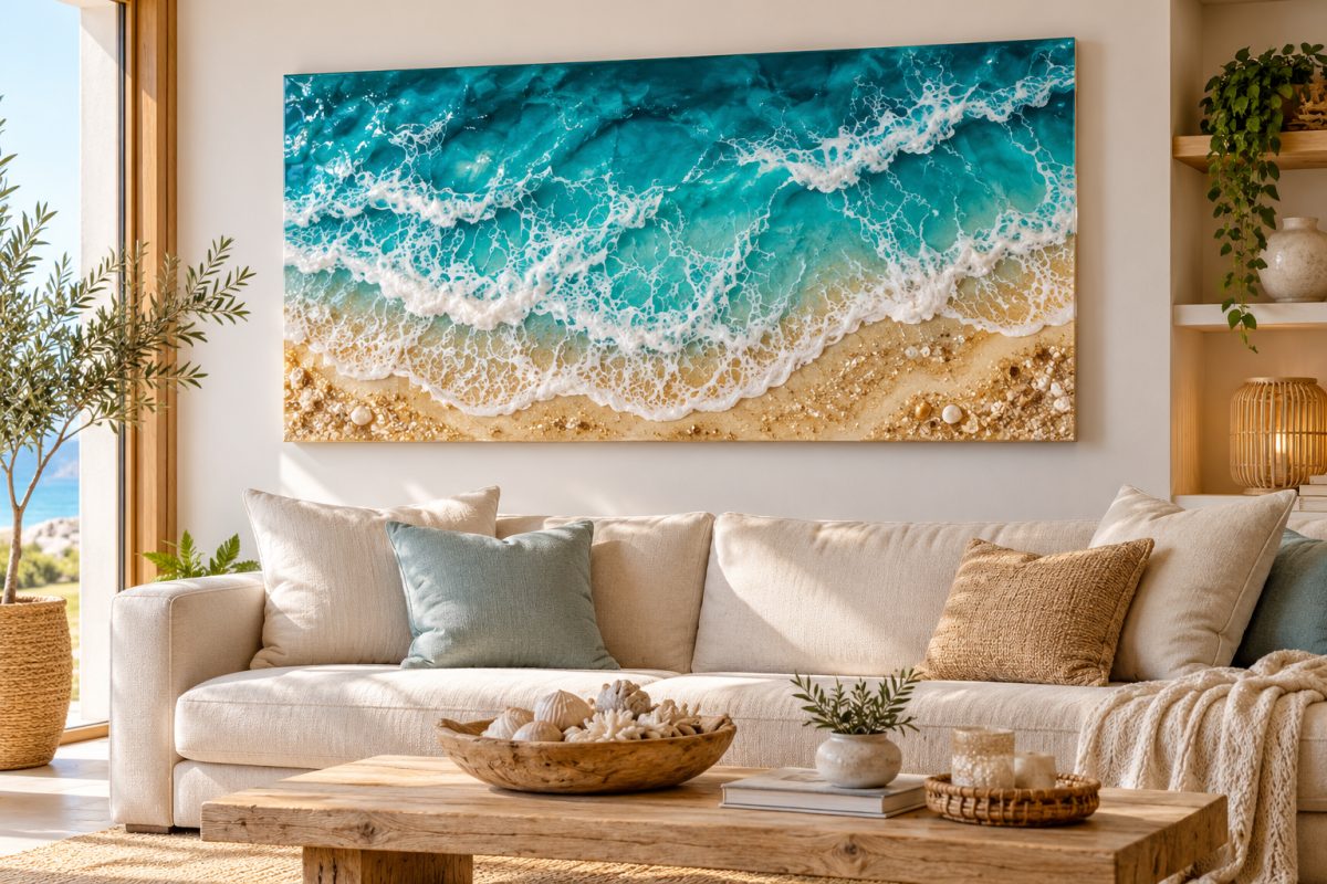 Tableau en résine effet océan